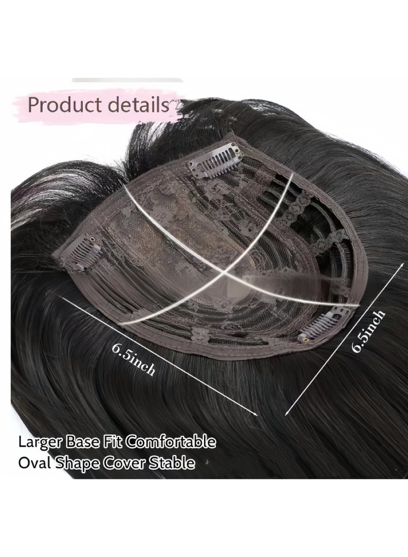 خاجول قطعة واحدة وصلات شعر بنية، وصلات شعر صناعية بطول 18 إنش مع قبعة قابلة للتعديل، وصلات شعر مشبكة و شعر مستعار بني للنساء، شعر صناعي/مستقيم لإضافة الحجم، والارتداء اليومي، والحفلات والكوزبلاي، بني مع لمسات ذهبية - Image 4